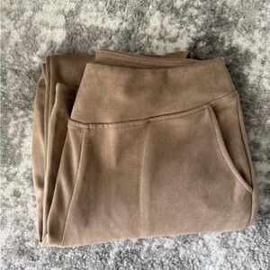 Soft Suede-Look Brown Slim Bottoms